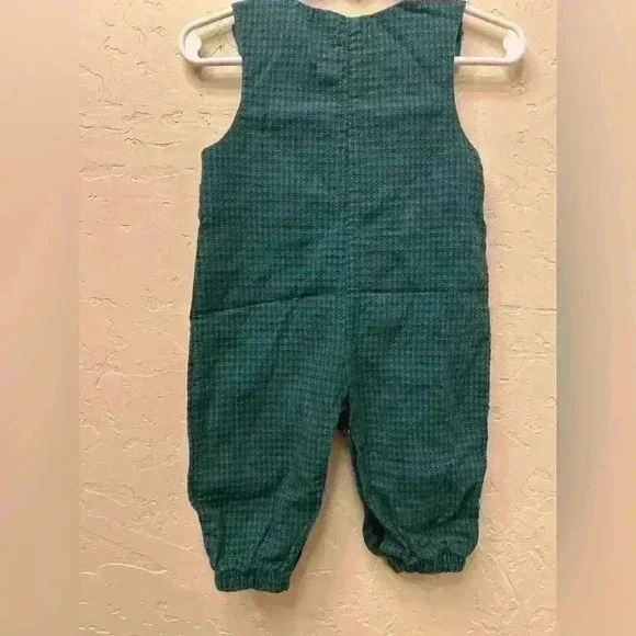Vintage 100% cotton plaid embroidered Christmas holiday overalls sz. 3-6mo - Picture 5 of 6
